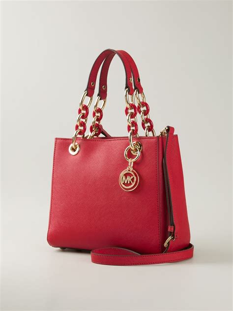 michael kors cynthia medium red|Cynthia Medium Leather Satchel .